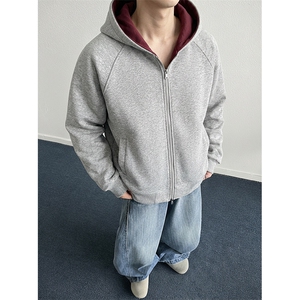 抖音得物品质 26春装美式高街重磅结构双层双面卫衣开衫外套XS107图片
