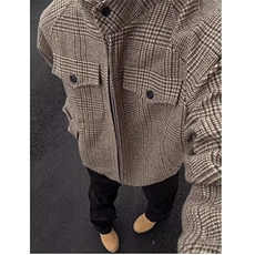 XX20-P70秋冬美式复古千鸟格双层外套时尚痞帅高级感休闲潮牌，女装短外套，电商B323A