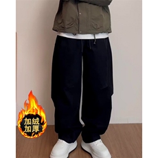 弯刀裤子男款潮流潮牌美式休闲加绒阔腿裤宽松直筒男卫裤KJ79，男装休闲裤，星座1116A（原606A-3）