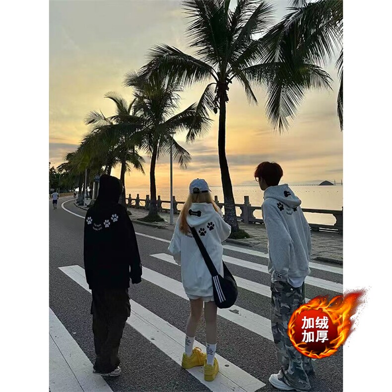 网图有货爱心小狗毛巾刺绣连帽卫衣男女A1287-常规P58加绒P63,男装卫衣,星座1505