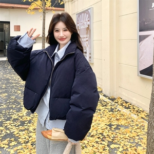 2025冬季新款假两件拼接衬衫立领羽绒服女90白鸭绒保暖韩版休闲风图片