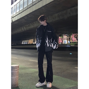 美式复古泼墨漆点牛仔裤图片