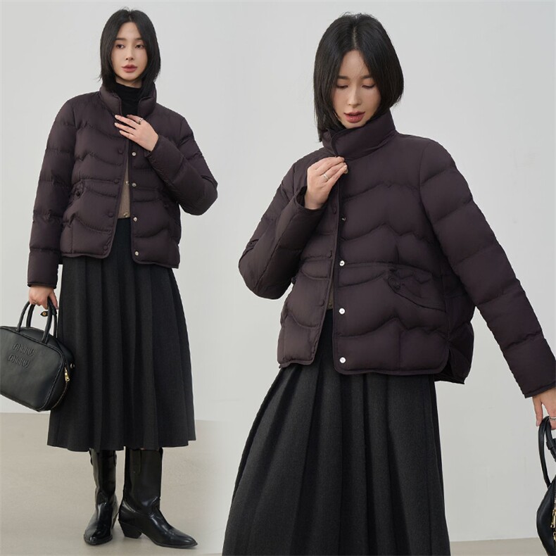 现货2025年冬季新款90白鸭绒盘扣轻薄短款羽绒服女,女装羽绒服,阳光伊恋