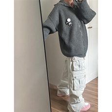 连帽毛衣男秋季慵懒风开衫上衣针织拉链外套男潮MZ37，男装针织衫/毛衣，星座1116A（原606A-3）