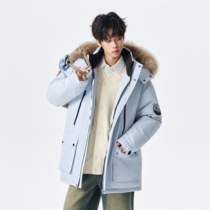 羽绒服男中长款冬情侣加厚连帽工装白鸭绒外套 XZ309 Y95701 P288图片