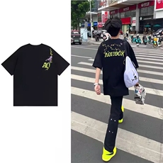 万针全刺绣工艺高品质260克双纱纯棉美式高街短袖T恤特P33，男装T恤，电商A486