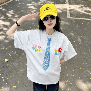 万针全刺绣解构设计260克重磅双纱纯棉高品质美式高街短袖T恤特35图片