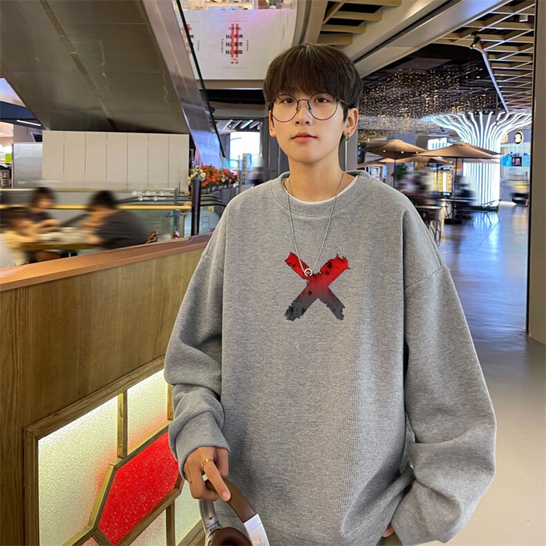 华夫格！华夫格上衣男圆领华夫格卫衣男大码长袖t恤男HY231-特P23,男装T恤,电商B367