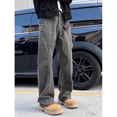 cleanfit弯刀美式工装裤男春秋vujade伐木裤子宽松直筒斜切休闲裤，男装牛仔裤，星座313A(原308A-2)