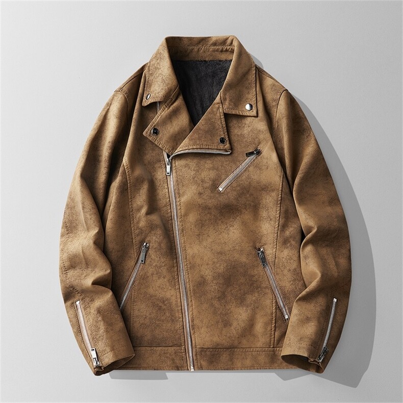 JK898-P100加绒轻熟风机车皮衣外套男秋冬韩版休闲pu皮夹克潮,男装夹克,电商D310B-1