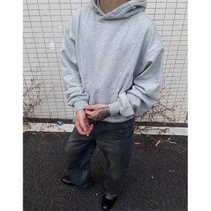 抖音得物高品质二开美式高街重磅结构辑明线纹理连帽卫衣外套W109图片