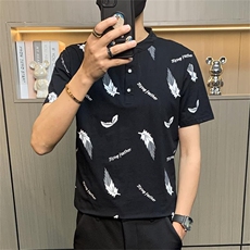 PL101-P35社会小伙立领polo衫男士短袖t恤潮牌夏季商务青年有领，男装Polo衫，电商D310B-1