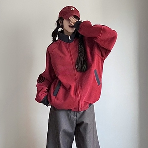 抖音得物高品质美式高街重磅结构设计拼接织带立领卫衣外套CM42