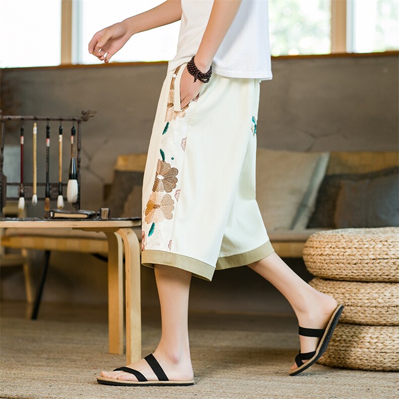 夏季潮刺绣日系宽松大码潮牌时尚男裤工装街头休闲裤百塔短裤,男装牛仔裤,电商A011（原4039）