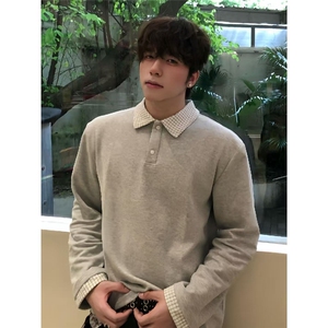 亨利领假两件长袖卫衣男潮牌高级感美式休闲大码男装T恤打底上衣图片