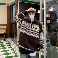 过年红针织衫男女文艺帅气百搭保暖提花2025冬季ins毛衣MZ749-P56，男装针织衫/毛衣，星座412-3