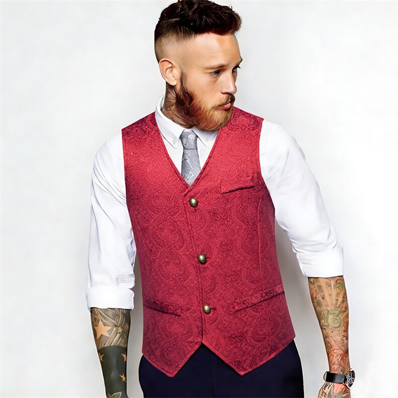 新款男装欧洲中世纪花卉复古马甲M133P45，男装背心/马甲，星座1314