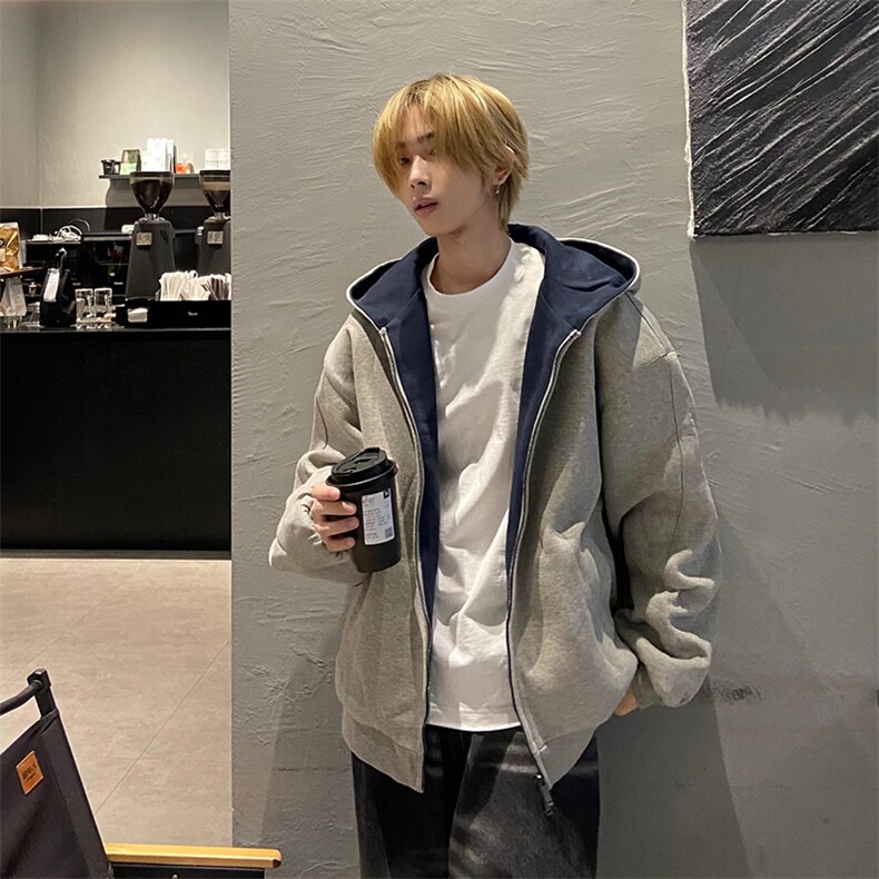 抖音得物高品质二开26春装美式重磅宽松结构双面连帽卫衣外套W68,女装短外套,电商A486