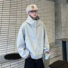 小众设计金属点缀连帽开衫卫衣宽松复古纯色夹克JK605-P78，男装夹克，电商C307