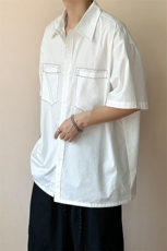 现货-夏季线条衬衫男宽松青少年时尚潮牌短袖衬衣-AC23005-P50，男装T恤，电商A351
