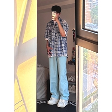 24年春夏季水洗高街vibe直筒宽松阔腿五色牛仔裤NZ2310-P55控78，男装牛仔裤，星座1002-1