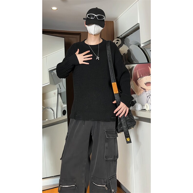 破烂毛衣男针织衫KD637-P45图片