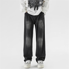 XZ221-1高品质高街复古水洗直筒设计感休闲牛仔裤K910-P55控78，男装牛仔裤，星座221-1