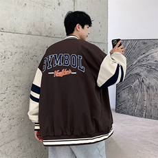 港风上衣夹克宽松落肩拼色棒球服外套XZ214-8JK712-P75，男装夹克，星座1204-3