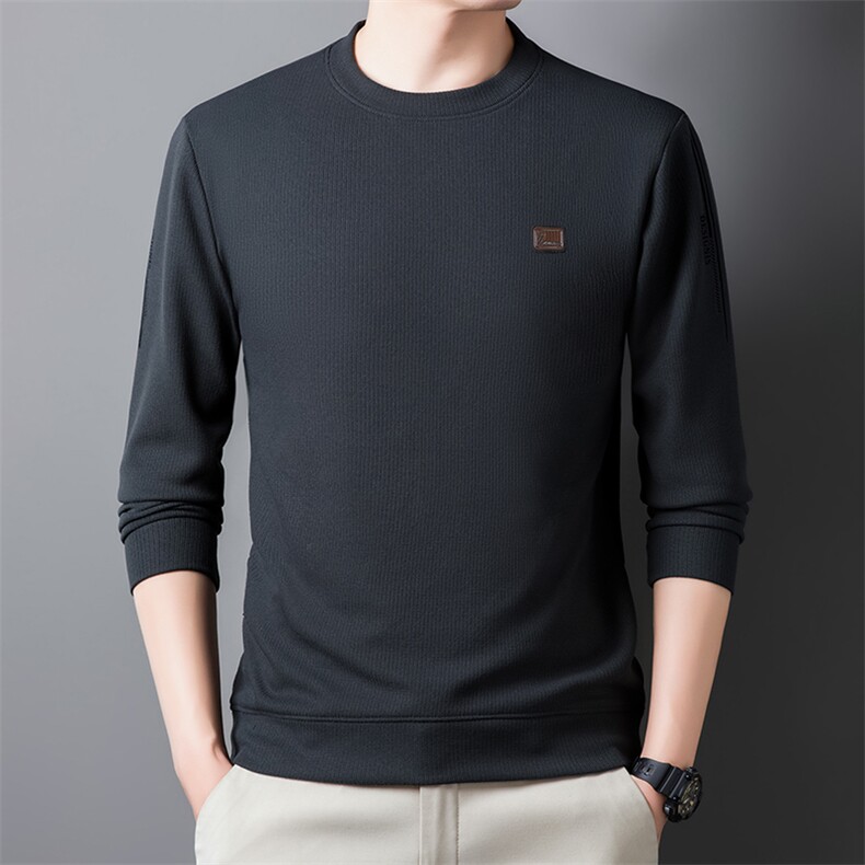2026春季主推高品质男长袖圆领T恤中年时尚休闲上衣 QP7603-P62图片
