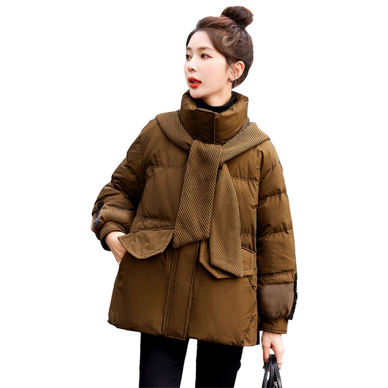 2023新款百搭针织披肩时尚羽绒服90绒帽子可拆卸,女装羽绒服,半夏