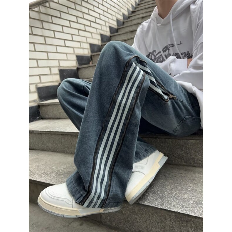 秋冬三条杠休闲裤纯色抽绳束脚运动裤男N08059-P53,男装牛仔裤,星座308B-1
