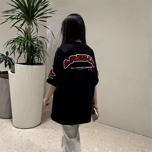 万针全刺绣工艺抖音得物高品质260克重磅纯棉双纱美式高街短袖T恤图片