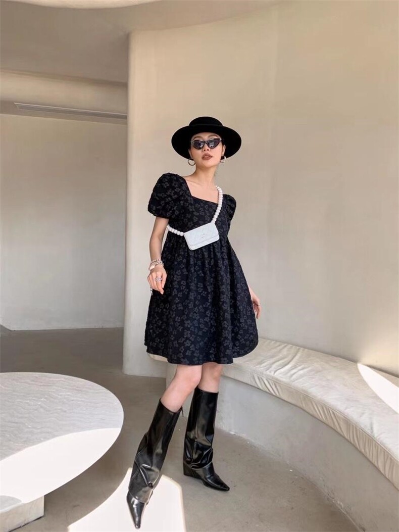 （现货）夏季新款泡泡袖立体印花连衣裙，女装连衣裙，AUDREY WANG