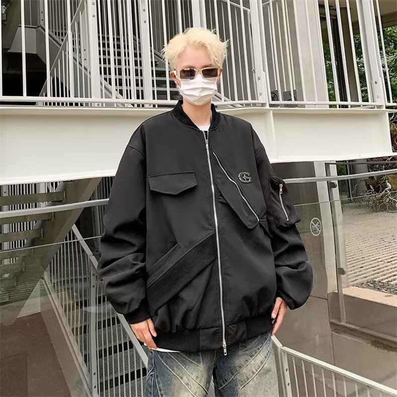 美式复古棒球服外套春秋2024新款潮牌运动W7008-P60，女装职业装，星座1109-3