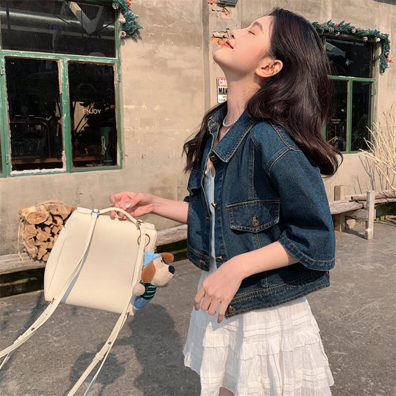 黑色牛仔工装风夏季女2025新款韩版复古宽松减龄半身裙，女装牛仔外套，微微衣阁