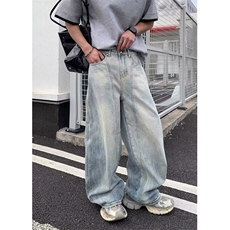 复古水洗解构弯刀牛仔裤男女宽松阔腿廓形香蕉拖地裤NZ129，男装牛仔裤，星座1116A（原606A-3）