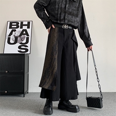 山本耀司暗黑裤子不规则拼接设计西裤男女中式裙裤垂感阔腿西裤，男装西裤，星座909-2（原星座717-2）