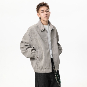 美式复古潮流pu皮外套男宽松休闲翻领夹克痞帅高街Q5550-P75图片