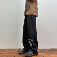 k1023-p55-控78M-5XL港风高阶黑暗破洞宽松大码牛仔裤，男装牛仔裤，星座116
