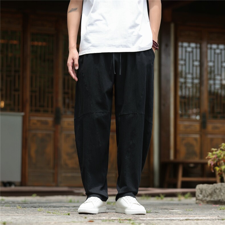 2026夏装新款汉服唐装风透气凉爽棉麻休闲裤A057-K381-P45,男装民族服装,电商A057B