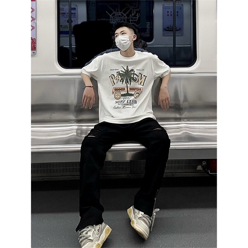 B221美式ins高街暗黑拉链小脚弹力破洞牛仔裤LK23060-P65控88,男装牛仔裤,电商B221