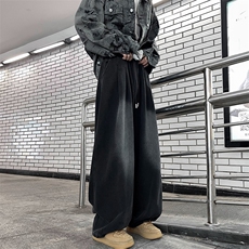 K099-P46日系宽松型抽绳直筒牛仔裤，男装休闲裤，星座1501-1