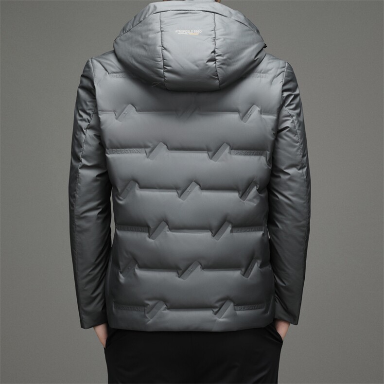 羽绒服男秋冬季2023新款纯色连帽男士上衣中年爸爸装白鸭绒外套,男装羽绒服,电商B212（原钱塘6029）