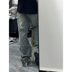 欧美高街痞帅炸街牛仔裤男阔腿直筒长裤男hiphop裤子WL0799-P45，男装牛仔裤，星座1008