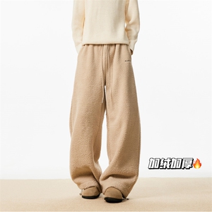 抖音品质冬季新款羊羔绒保暖宽松直筒休闲裤B315-K847-p65控88图片