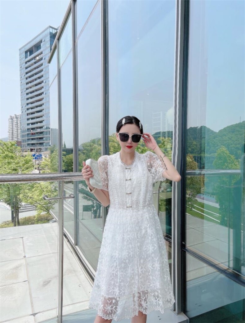 2021夏季纱镂空连衣裙，女装连衣裙，漫迪MD