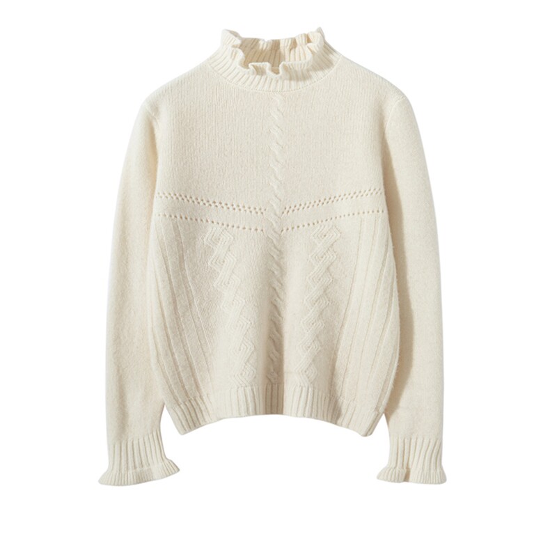 时尚儿童七针木耳边毛衣甜美可爱柔软舒适秋冬，童装毛衣，宏杨羊绒