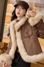 现货《鹅绒服》2025年冬季新款气质高品质皮衣皮草短外套加厚，女装羽绒服，韩宇舍