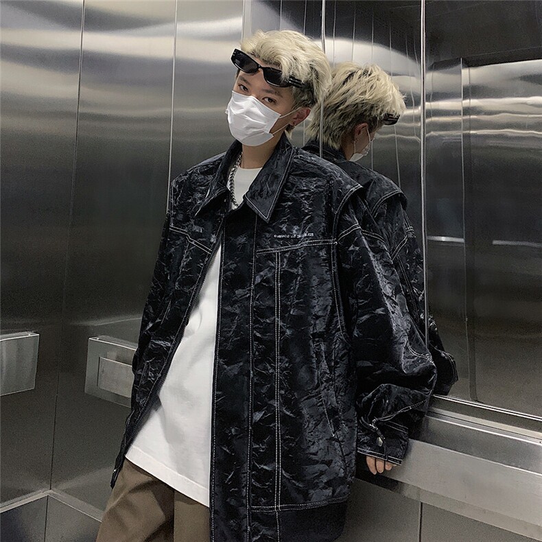 现货不缺货欧美水洗皮衣宽松假两件外套夹克1209-1-JK17-P108，男装夹克，星座1209-1