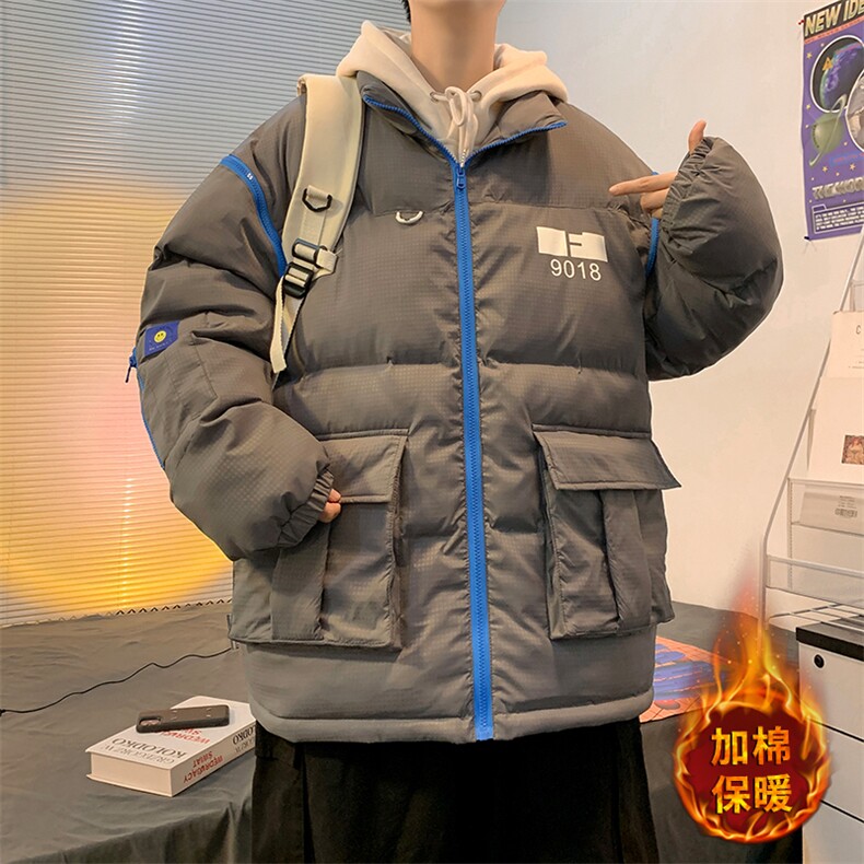 男棉衣拼接设计感冬季潮流工装口袋保暖棉服Z21AW112-P165限198,男装棉衣,电商A089-1